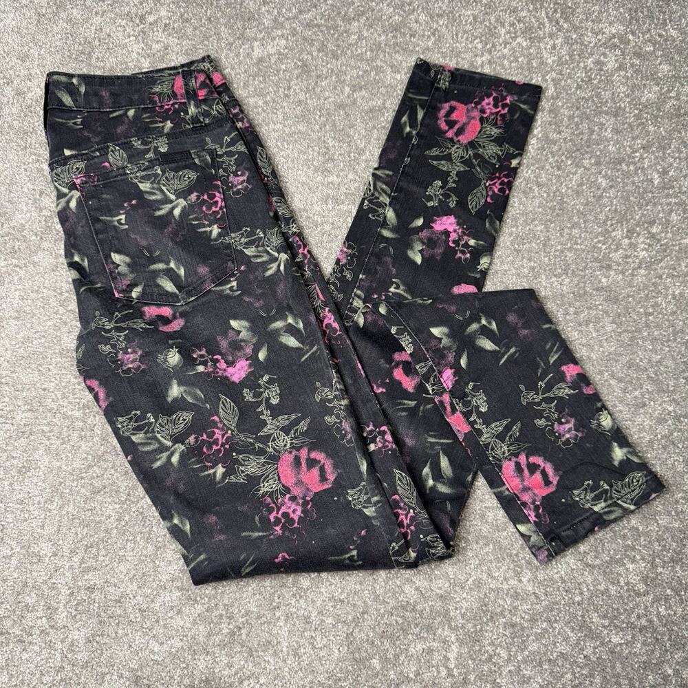 Joe's Jeans Women's Black Straight Leg Jeans with Pink Floral Print